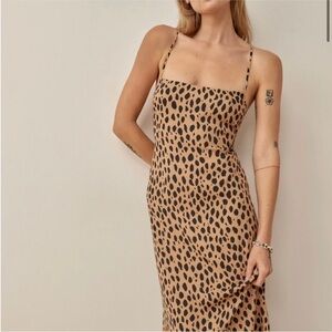 Reformation Brown and Black Midi Dress